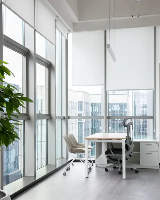 custom motorized roller shades for offices